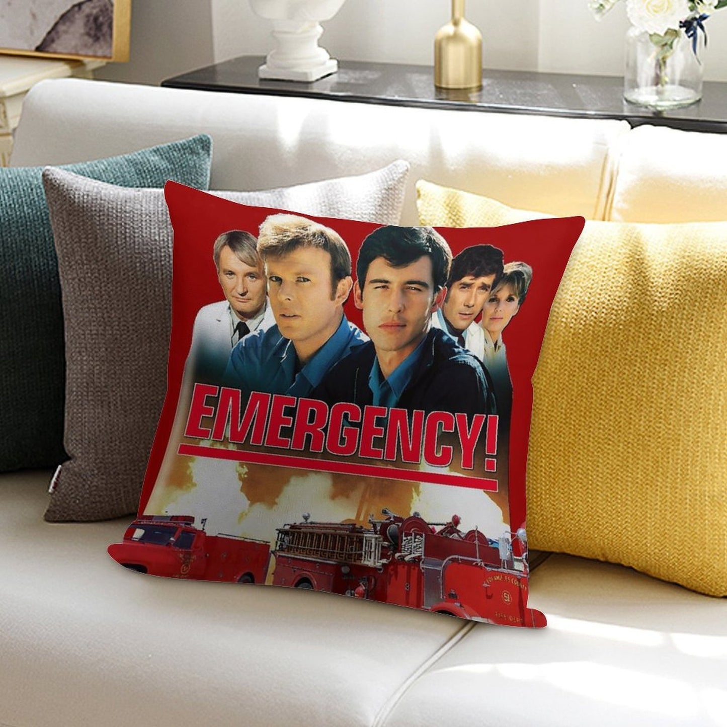 Retro Vintage 70s Medical Drama EMERGENCY! Tribute Soft Luxury Feel Throw Pillow