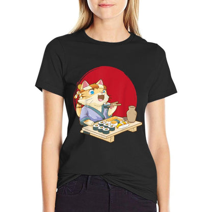 Cat Anime Sushi Kawaii Neko Japanese Comfortable T-Shirt