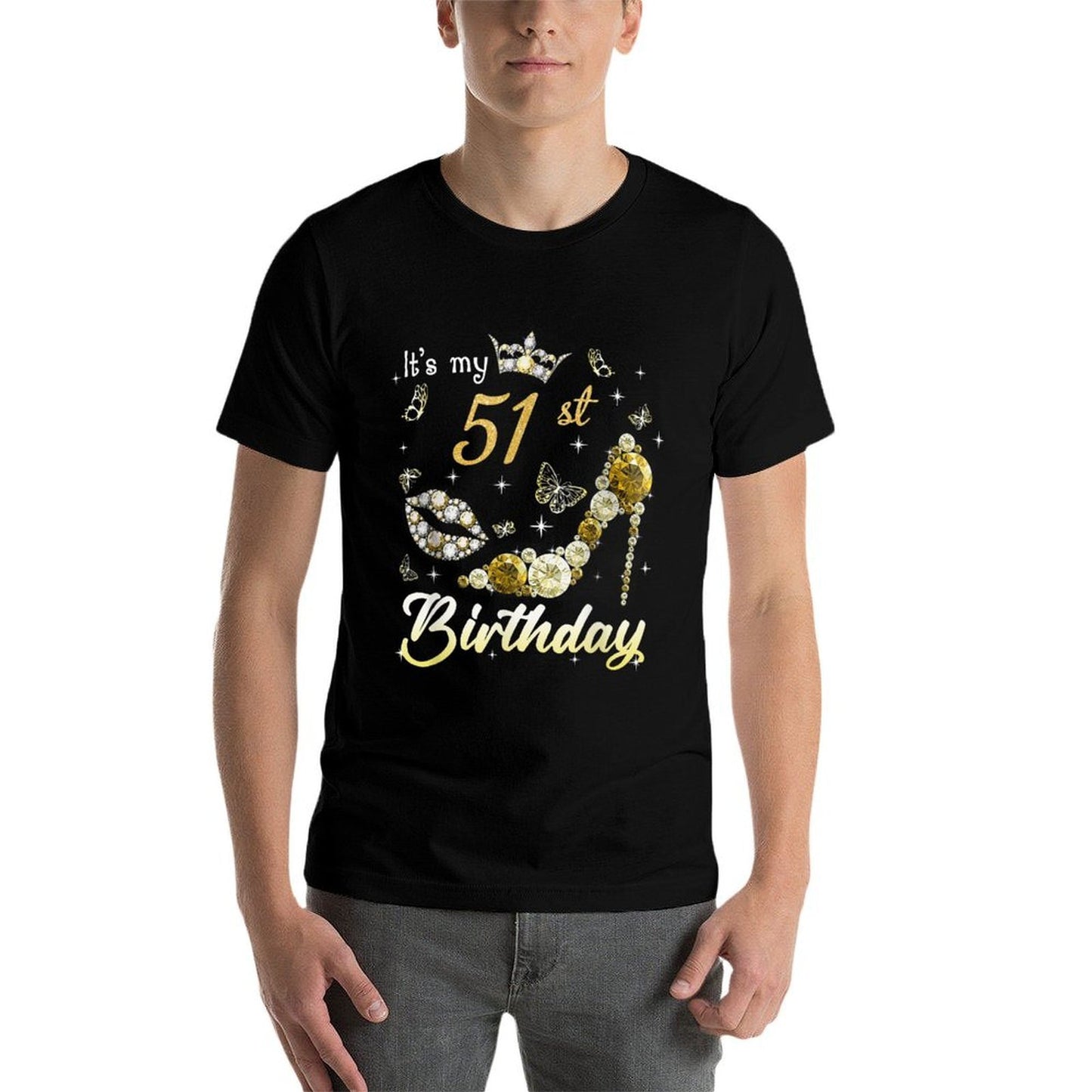 It's My 51st Birthday Queen 51 Year Old Crown Gold High Heel  Slim-fit Cut T-Shirt