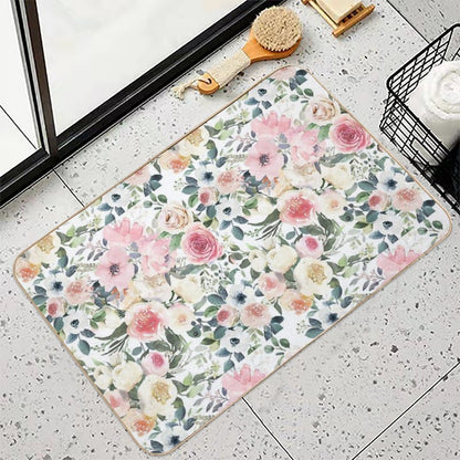 Romantic Watercolor Flowers  Multi-Purpose Bath Mat