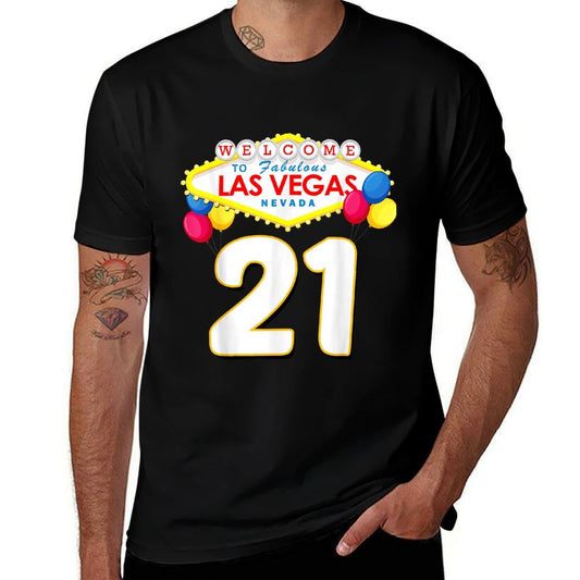 21st Birthday T Las Vegas Fabulous 21 Years Old Gift  Cotton T-Shirt