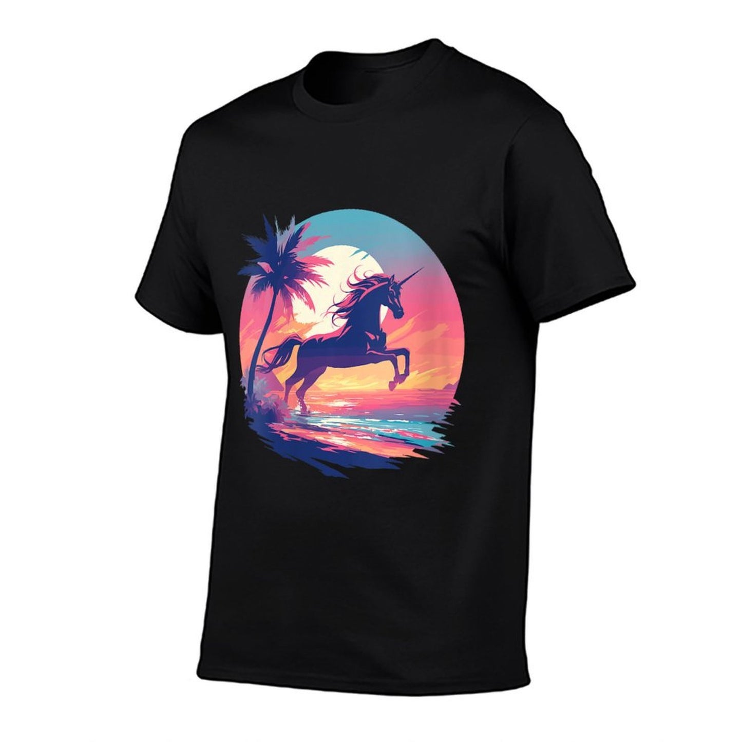 Womens Majestic Sunset Unicorn Art Mystical Creature Fantasy  Oversized Silhouette T-Shirt
