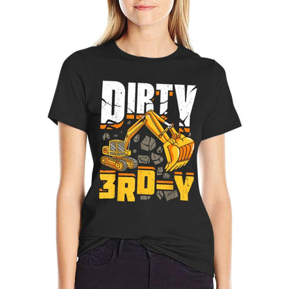 Construction 3rd Birthday Boy Dirty 3rd-Y Excavator Funny  Eco-friendly Material T-Shirt