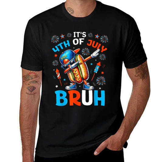 Bruh 4th Of July Boys Kids Hotdog Funny Fourth of July  Tagless Design T-Shirt