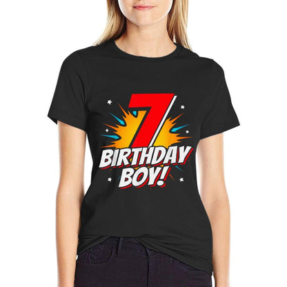 Superhero Birthday Boy Party - 7 Year Old - 7th Birthday Comfortable T-Shirt