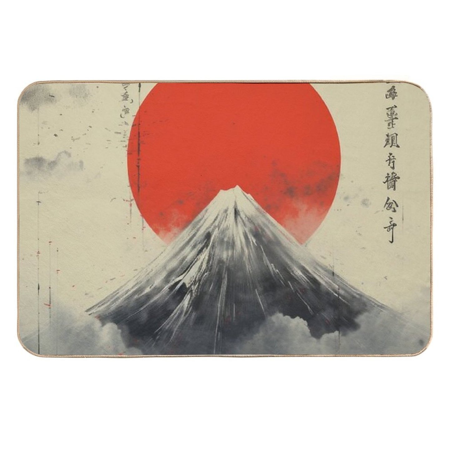 Retro Japanese Poster Art - Mount Fuji Inspired  Easy To Clean Bath Mat