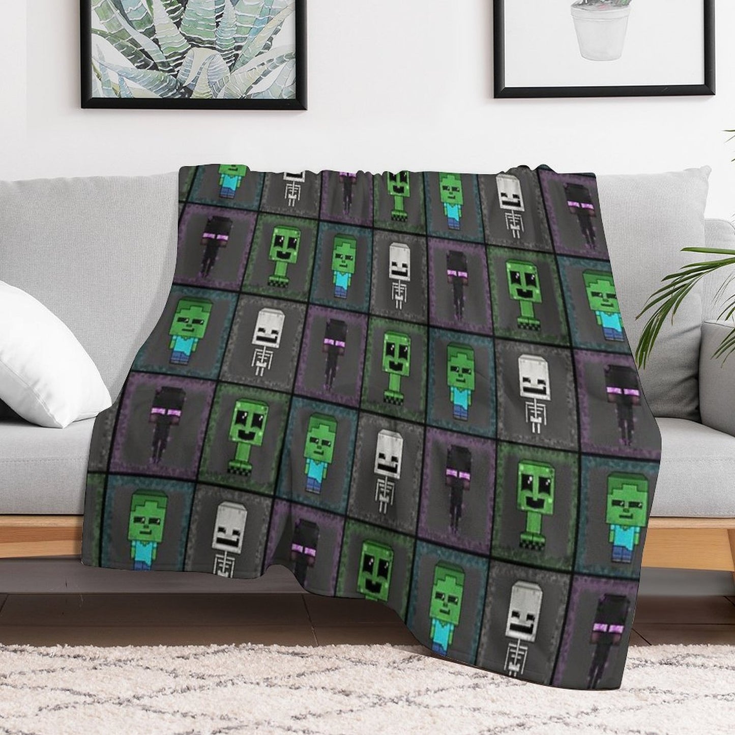 Merry Minecraft Mobs Anti-pilling Throw Blanket