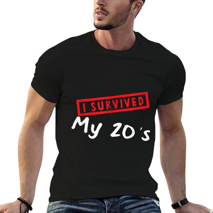 Funny 30th Birthday I Survived My 20s Turning 30 Graphic  Vintage-inspired T-Shirt
