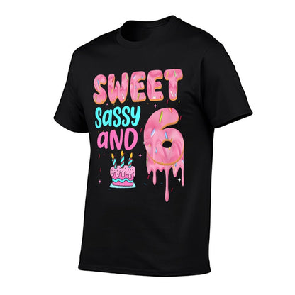 Kids Sweet Sassy And Six 6 Birthday Girl Donut 6th Birthday  Moisture-wicking T-Shirt