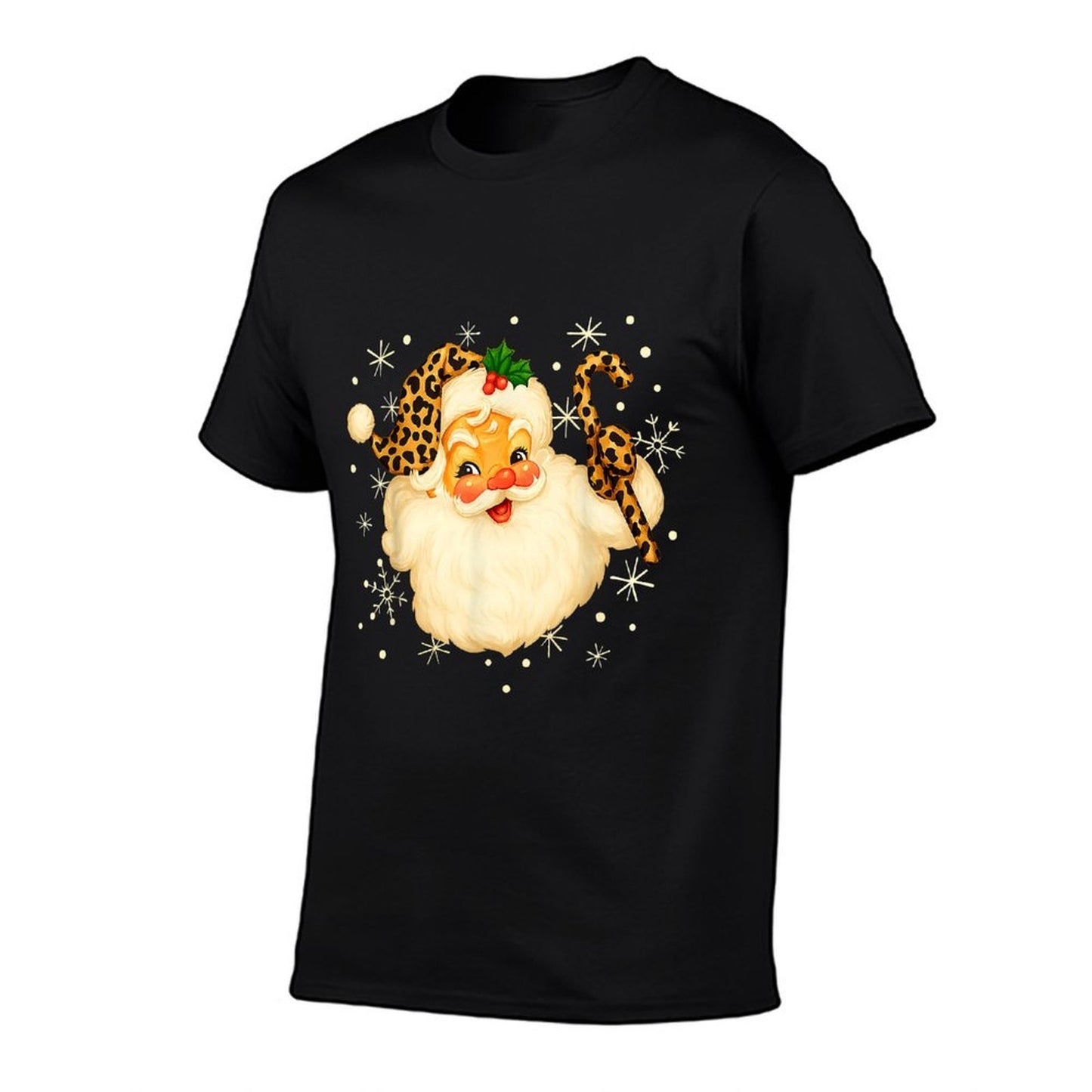 Funny Santa Claus Face Christmas Xmas Leopard Santa Hat  Affordable Price T-Shirt