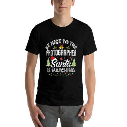 Be Nice To The Photographer Santa Is Watching Christmas  Heathered Texture T-Shirt