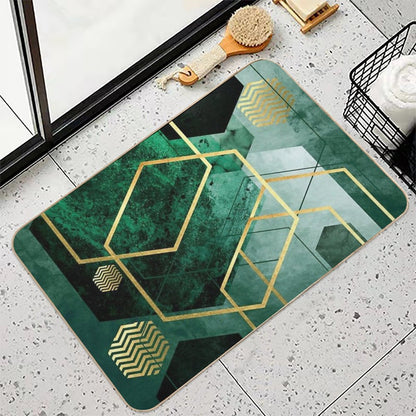 Emerald Green Geo  Dirt-Trapping Bath Mat