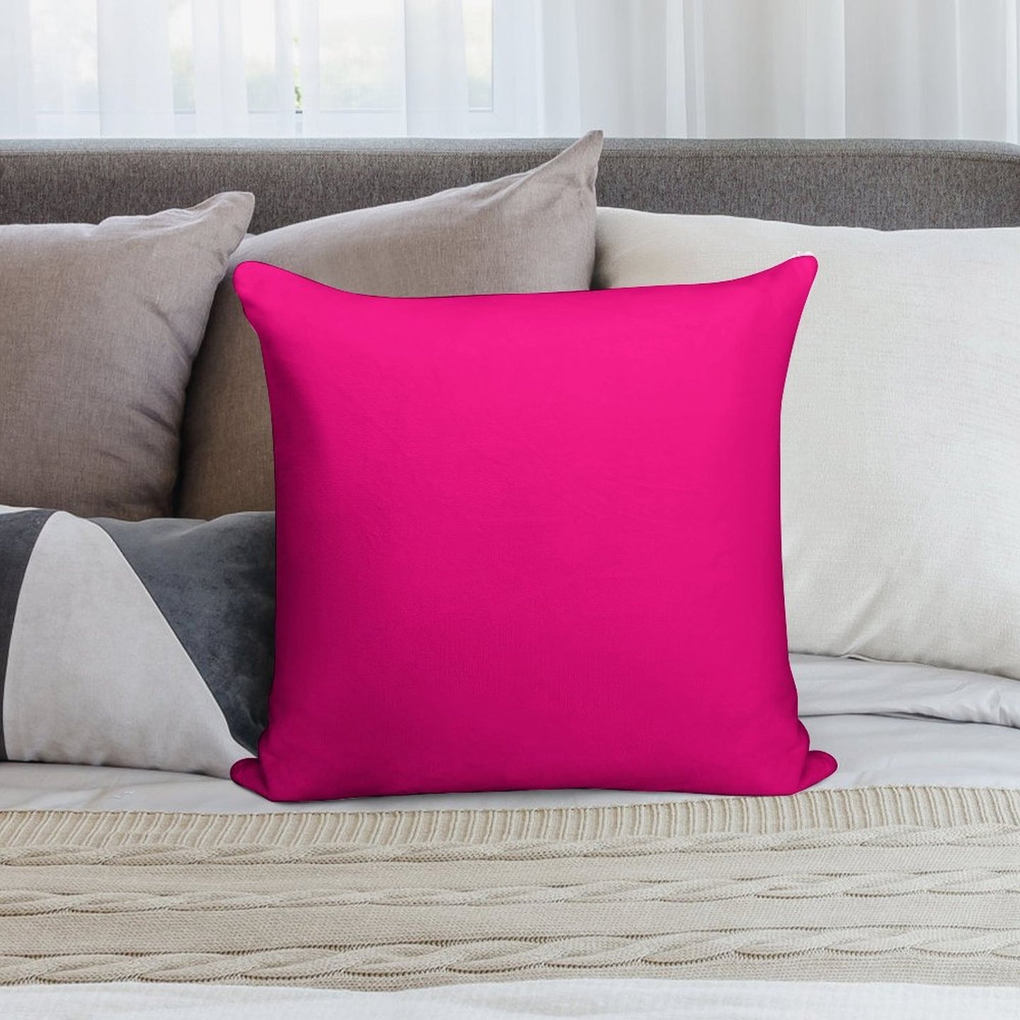 PLAIN SOLID  Bright PINK -100  Bright PINK SHADES ON OZCUSHIONS ON ALL PRODUCTS Soft Multiple Sizes Throw Pillow