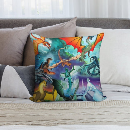 Wing of Fire All Dragon Pattern Background Soft Reinforced Edging Throw Pillow
