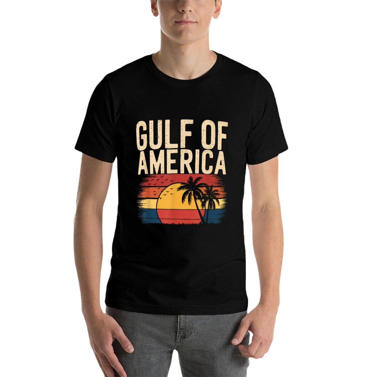 Gulf Of USA America Gift Men Women Flag Beach Trendy Pattern T-Shirt