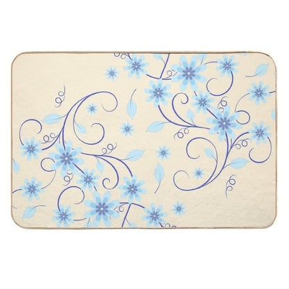 Blue Flowers (Sunny Beige)  Eco-Friendly Bath Mat