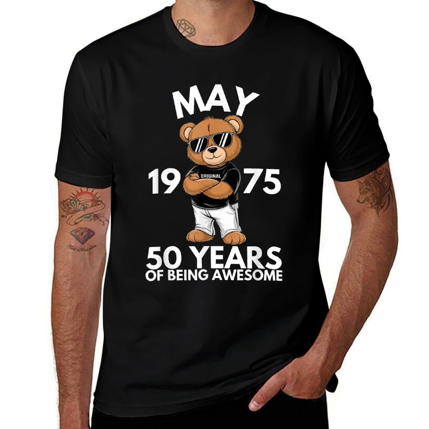 May 50th Birthday Men Women 1975 Awesome  Odor-resistant T-Shirt