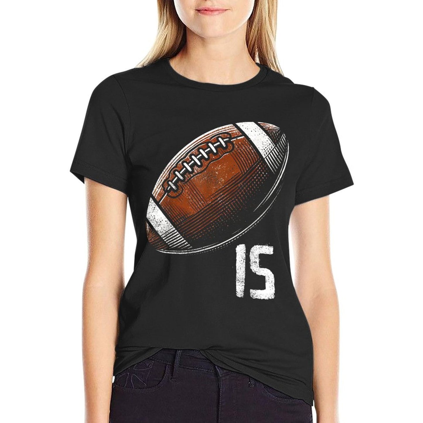 Football Jersey Number 15 Vintage 15th Birthday 15 Years Old  Cotton T-Shirt