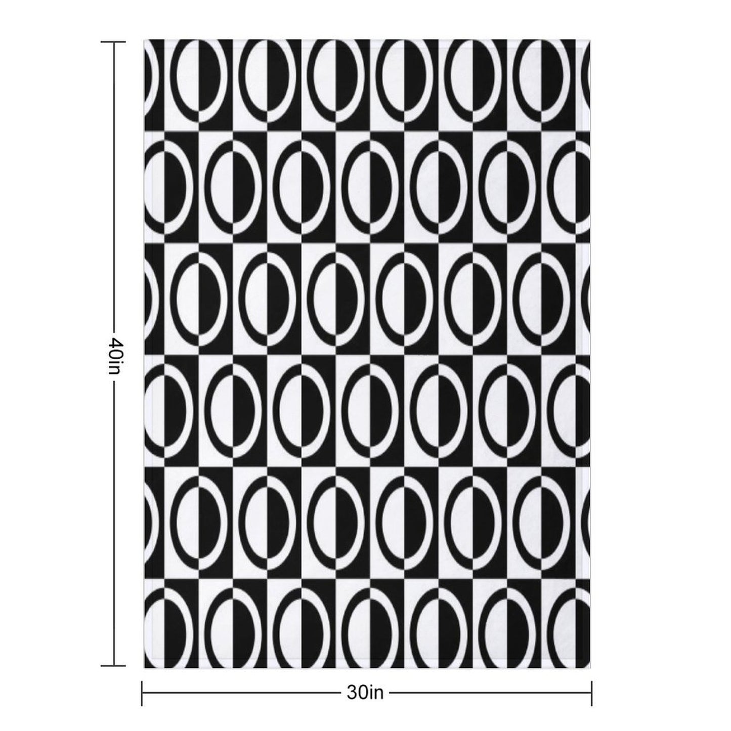 Black on White Circles And Squares Pattern Versatility Throw Blanket