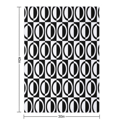 Black on White Circles And Squares Pattern Versatility Throw Blanket