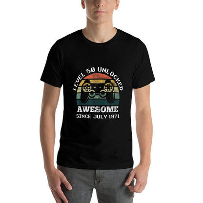 Level 50 Awesome Since July 1971 50th Birthday  Summer-ready Fabric T-Shirt
