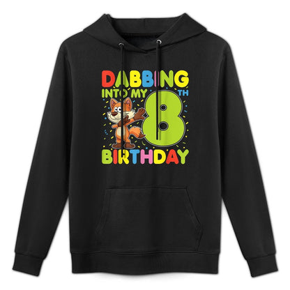 Dabbing Into My 8th Birthday Fox Eight Years Old Boys Girls Breathable Fabric Hoodie