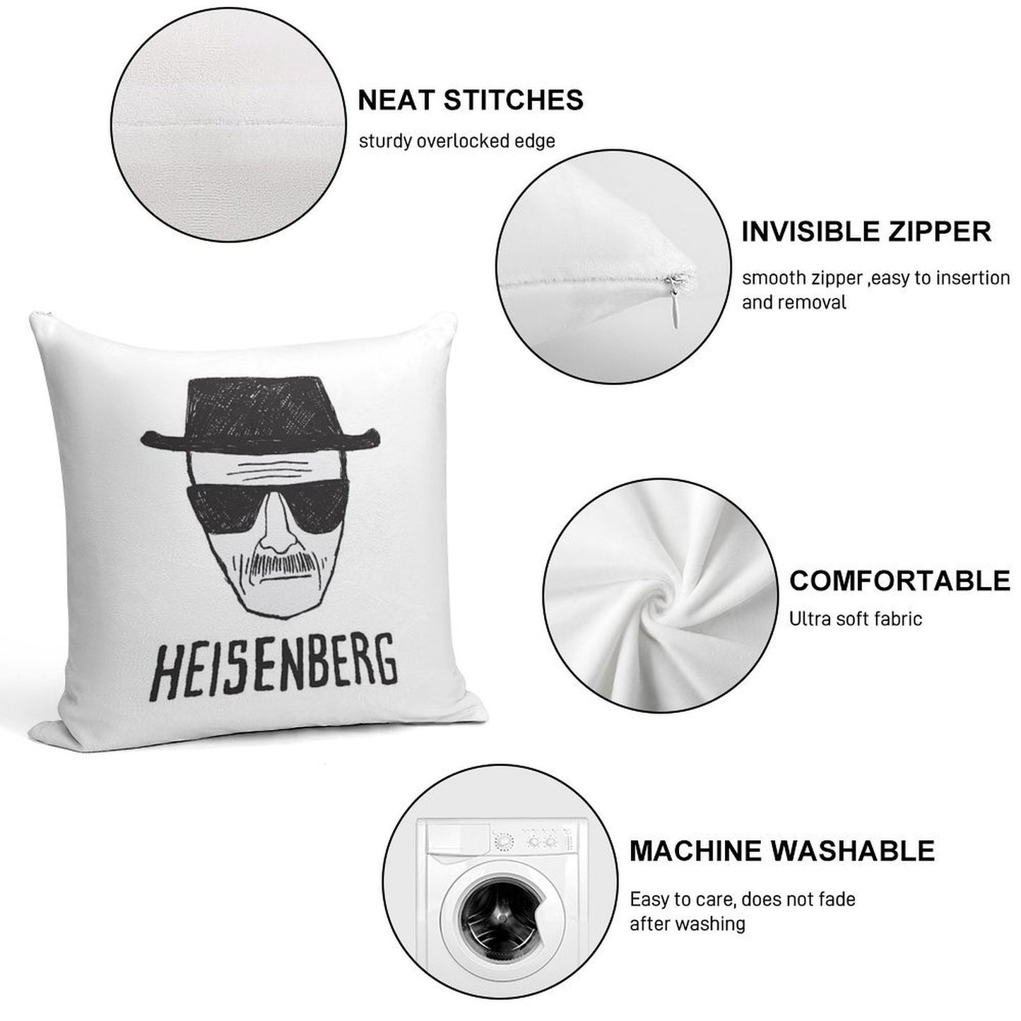 Breaking Bad  Heisenberg Drawing Soft Easy Maintenance Throw Pillow