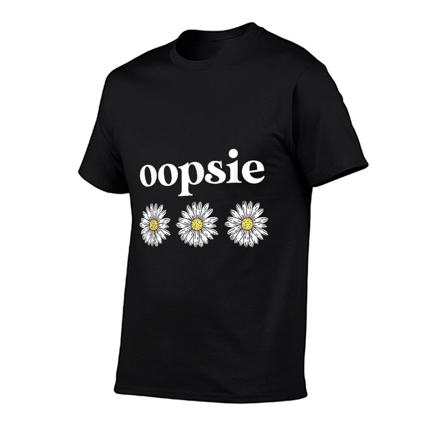 Oopsie Daisy Cute Daisy Spring Flower Graphic  Ribbed Collar T-Shirt