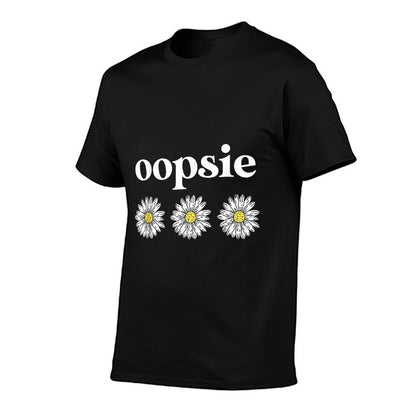 Oopsie Daisy Cute Daisy Spring Flower Graphic  Ribbed Collar T-Shirt