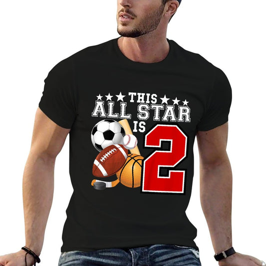 2 Year Old Sports Star Birthday Party All Sport 2nd Gift  Easy-care T-Shirt