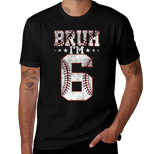 Kids Bruh 6th Birthday Baseball Bruh I'm 6 Year Old Birthday  Vintage-inspired T-Shirt