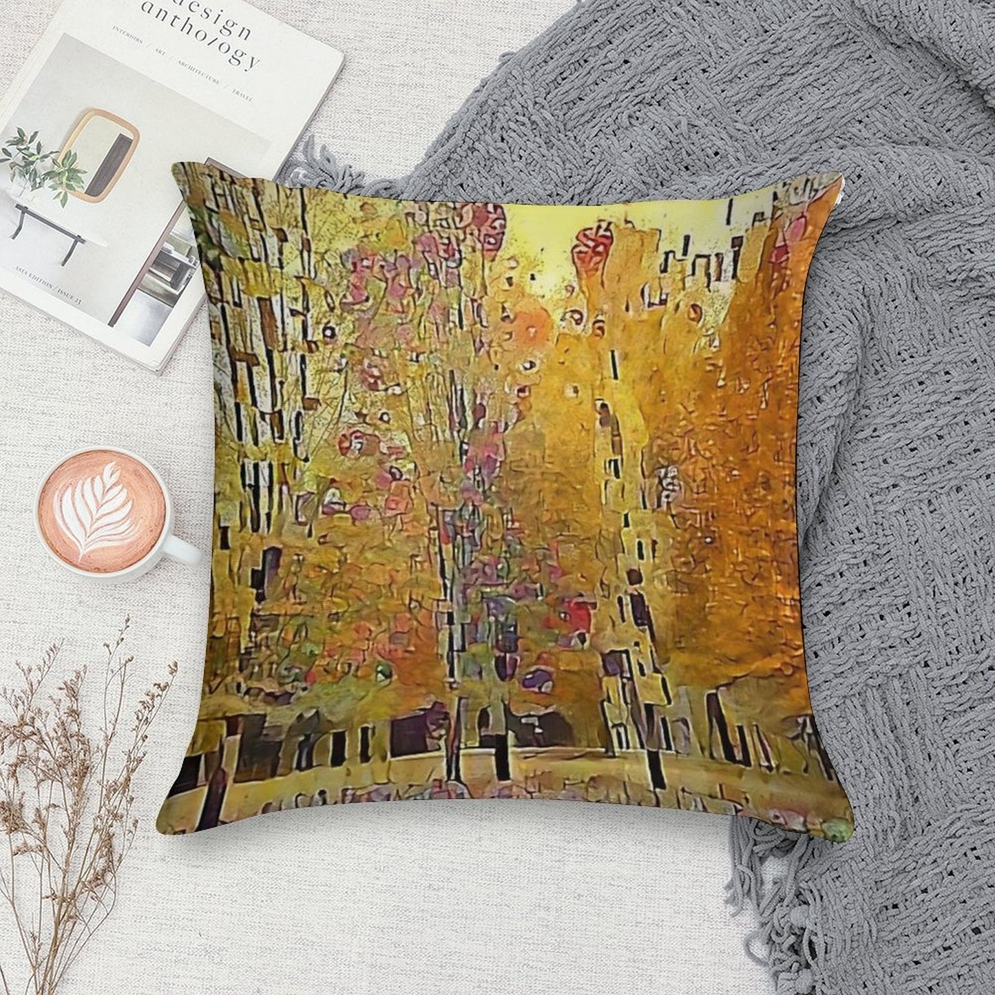 Klimt Trees Soft Luxury Feel Throw Pillow