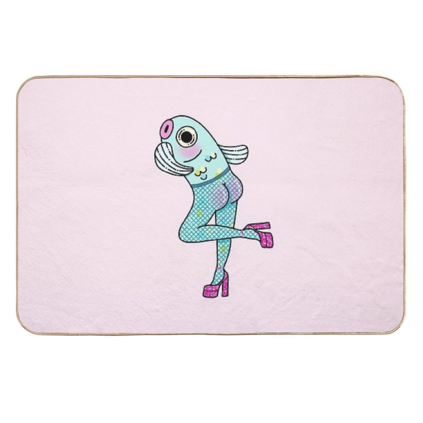 Fish-Nets (Reverse Mermaid) Pink Version Durable Bath Mat