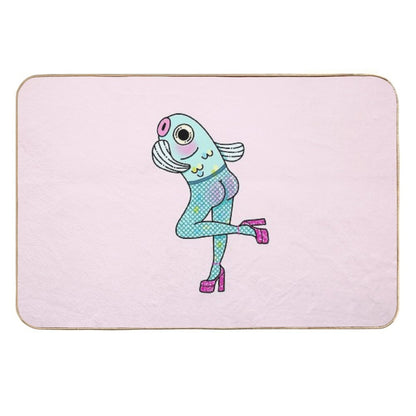 Fish-Nets (Reverse Mermaid) Pink Version Durable Bath Mat