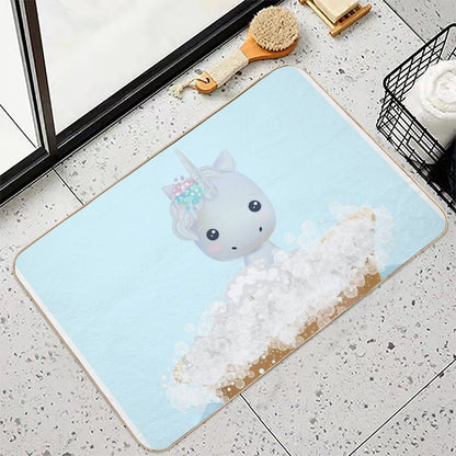 Cute Baby Unicorn in A Bathtub, Boys Bathroom Print, Safari Baby Animals in Tub, Whimsy Animal, Kids Bathroom Art  Eco-Friendly Bath Mat