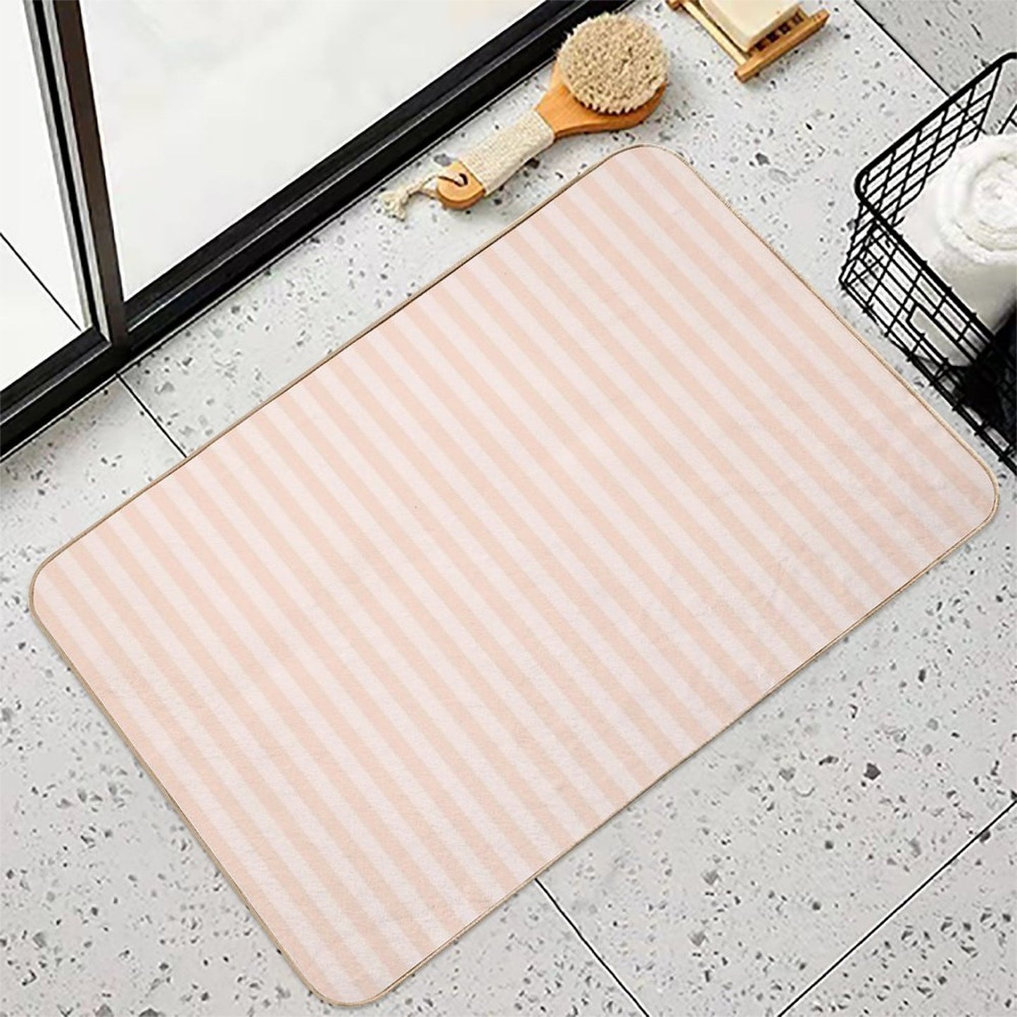 Blush Stripes, Peach Fuzz Durable Bath Mat