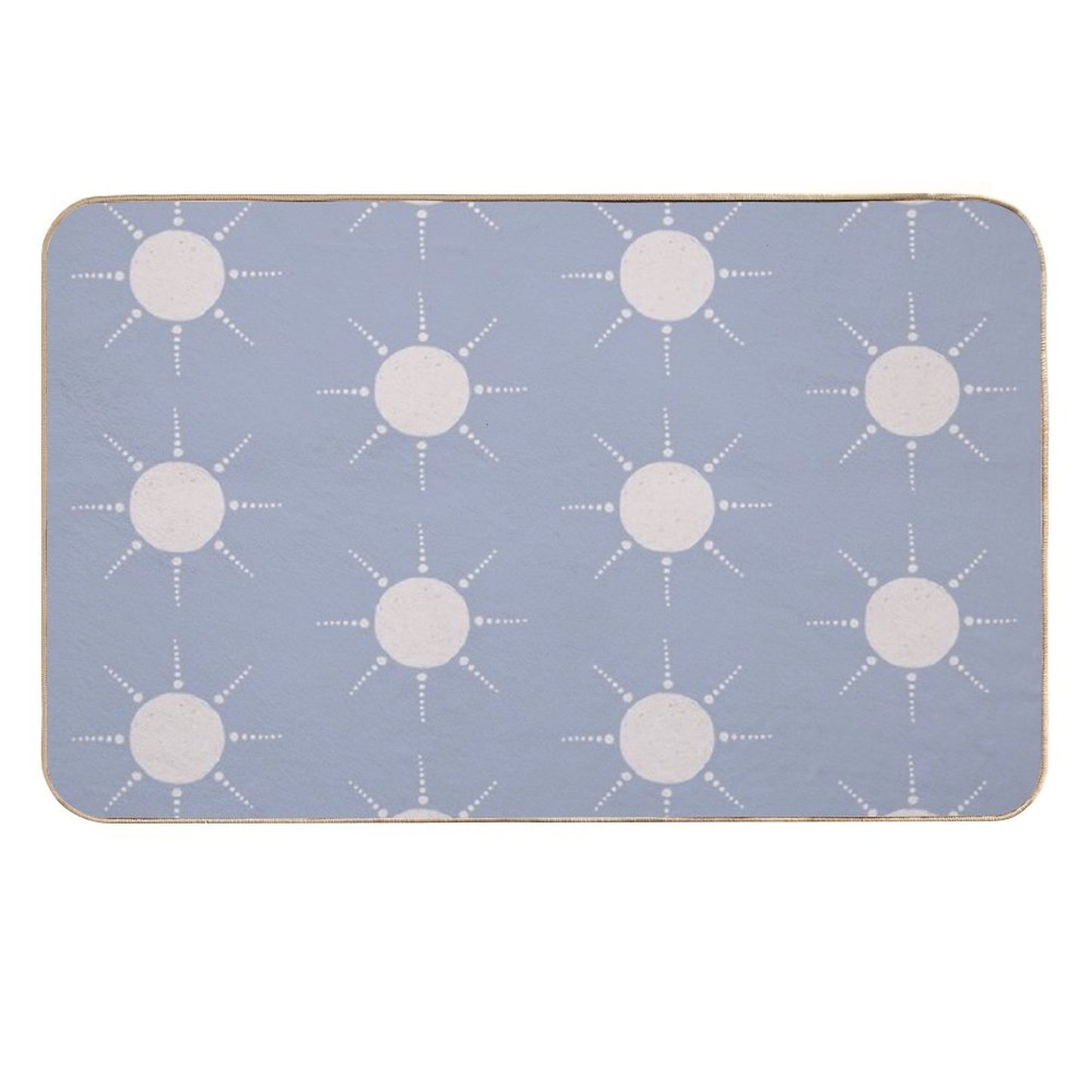 Pretty Polka Dots Sun Pattern Boho Aesthetic In Muted Colors Pigeon Blue  Long-Lasting Bath Mat
