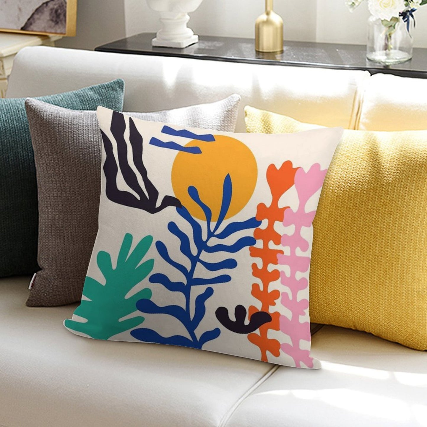 Matisse Bright Boho Botanical Soft Luxury Feel Throw Pillow