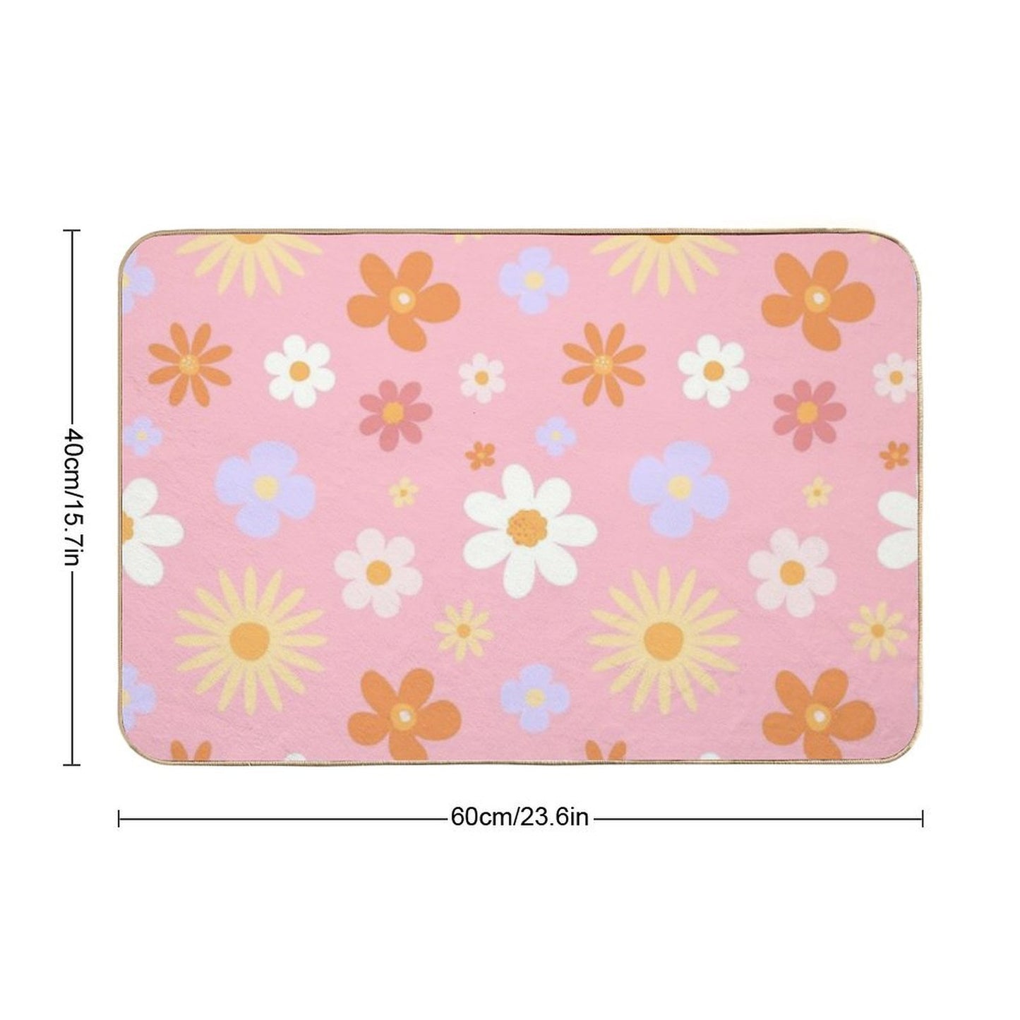 Summer Daisy Seamless Pattern, Textile, Cute Flowers Cover, Spring, Background, Bags Decor, Wallpaper, Wrapping, Fabric, Mug Dec  Fade-Resistant Bath Mat