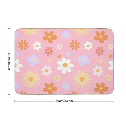 Summer Daisy Seamless Pattern, Textile, Cute Flowers Cover, Spring, Background, Bags Decor, Wallpaper, Wrapping, Fabric, Mug Dec  Fade-Resistant Bath Mat