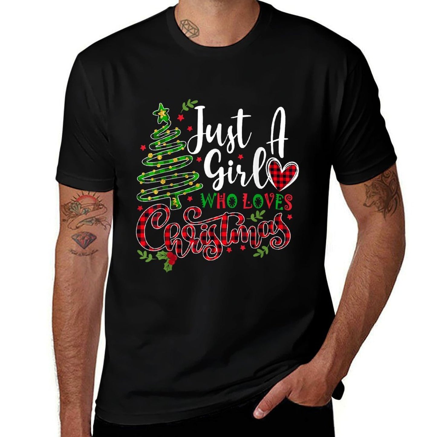 Just A Girl Who Loves Christmas A Gift for XMAS Women Girls  High-quality Stitching T-Shirt