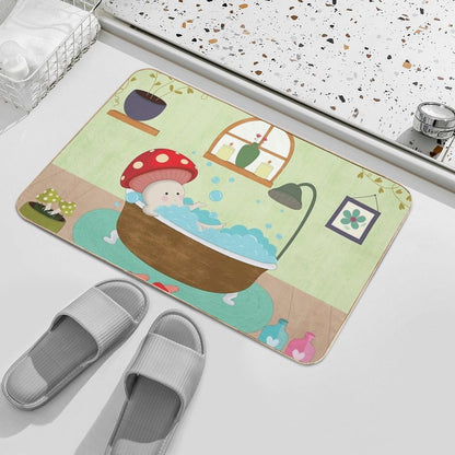 Mushroom Taking Bath  Rapid-Drying Bath Mat