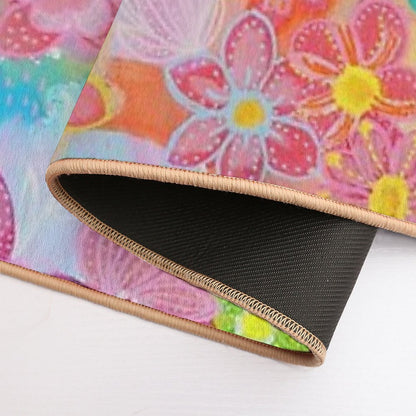 Funky Flowers Print  Fade-Resistant Bath Mat