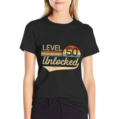 Unlocked Level 50 Vintage 50th Birthday  Graphic-printed T-Shirt