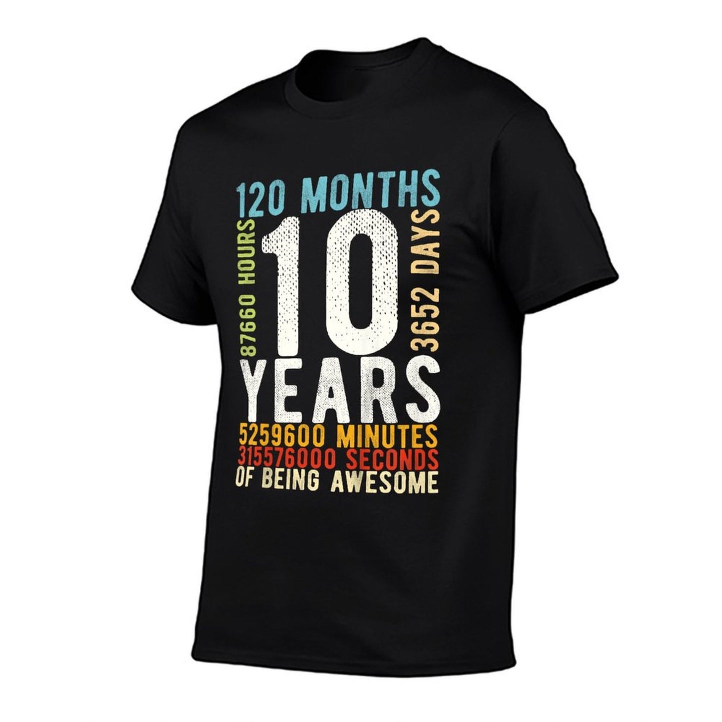 10th Birthday 10 Years Old Vintage Retro 120 Months  Heathered Texture T-Shirt