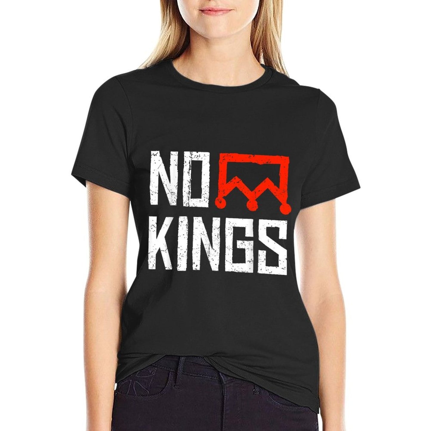 No Kings Protest Symbolic Sign  Wrinkle-resistant T-Shirt