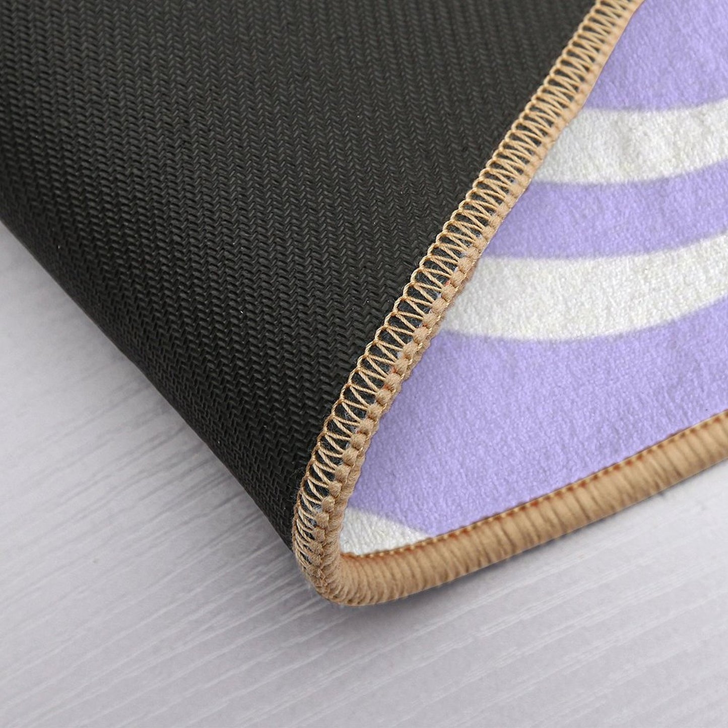 Retro Modern Liquid Swirl Abstract Pattern Square in Light Purple And White  Stain-Proof Bath Mat