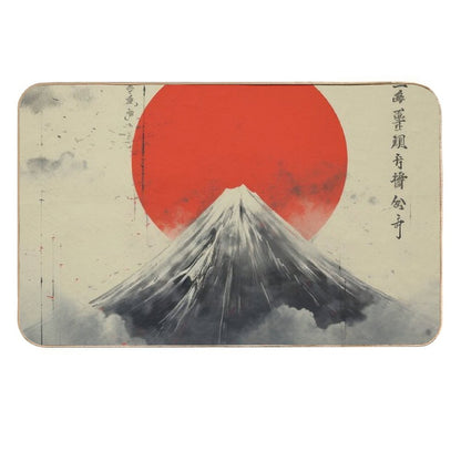 Retro Japanese Poster Art - Mount Fuji Inspired  Easy To Clean Bath Mat