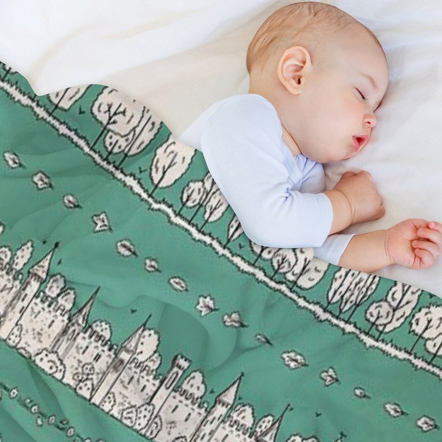 Castles And Colonnades — Turquoise Easy Care Throw Blanket