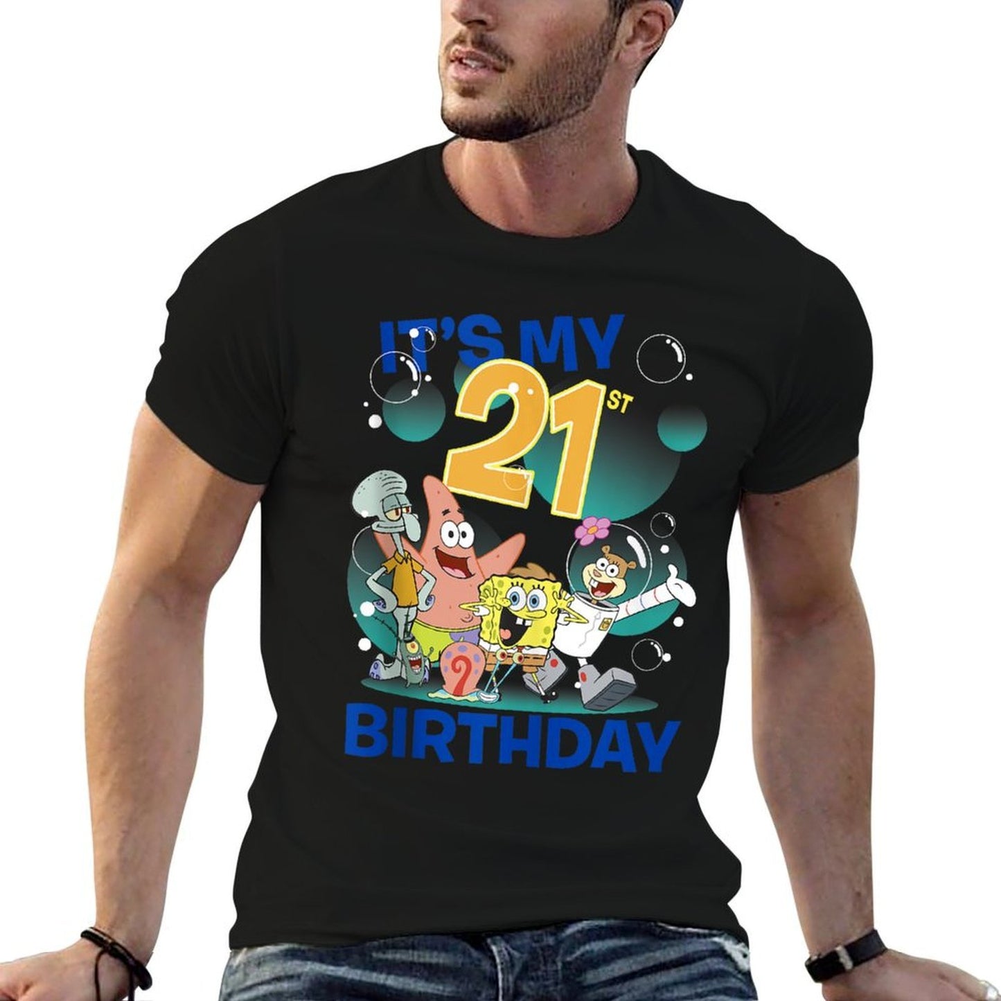 SpongeBob SquarePants It's My 21st Birthday Group Shot  Easy-care T-Shirt